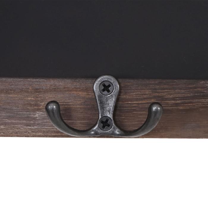 Wandgarderobe HWC-C51, Garderobe Kreidetafel Wandtafel, 5 Haken 55x34cm ~ braun, shabby