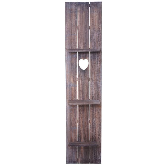 Wandregal HWC-C92, Wandpaneel Holzregal Regal, 3 Ebenen 150x33x13cm Massivholz Vintage ~ braun shabby