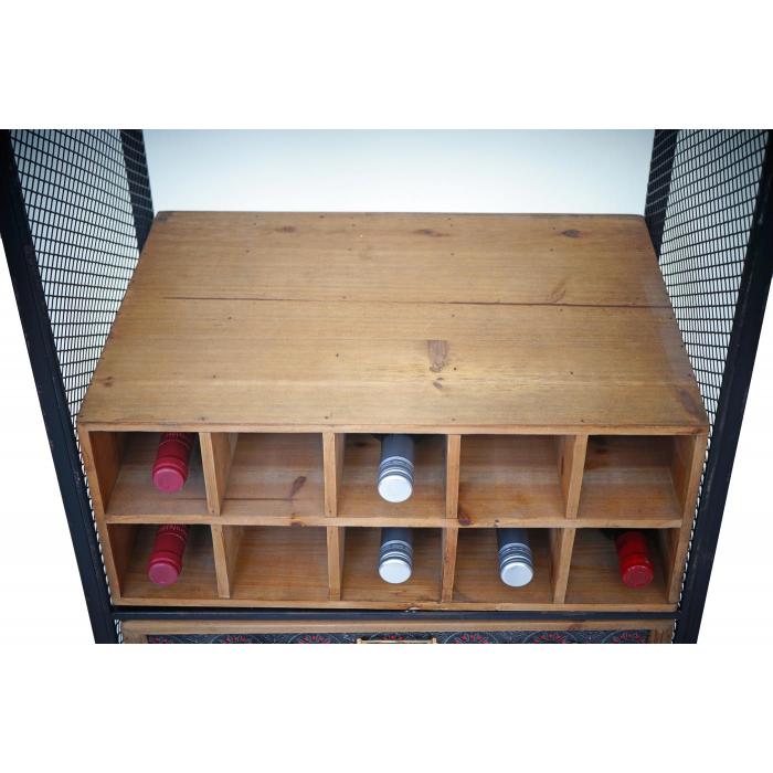 Weinregal HWC-C91, Flaschenregal Barschrank Weinstnder fr 10 Flaschen, Tanne Holz Vintage 157x57x38cm