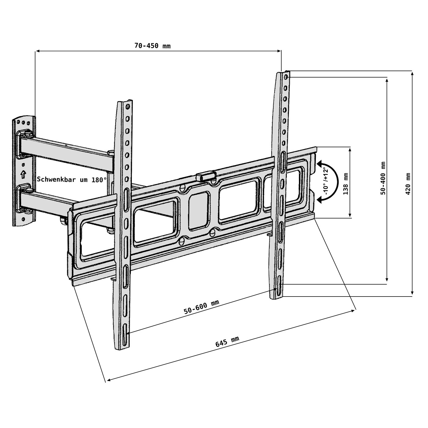 TV-Wandhalterung, Masse für 32-65 Zoll