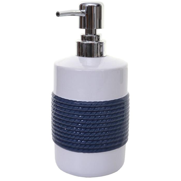 5-teiliges Badset HWC-C73, WC-Garnitur Badezimmerset Badaccessoires, Keramik ~ blau/weiß