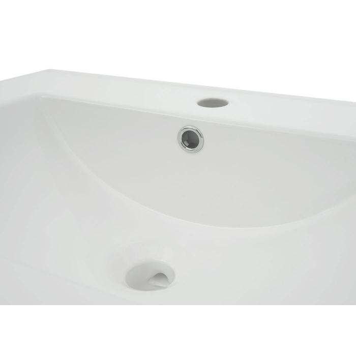 Waschbecken HWC-D16, Waschtisch Handwaschbecken Badezimmer Bad, Keramik eckig wei ~ 61cm 18mm Kante