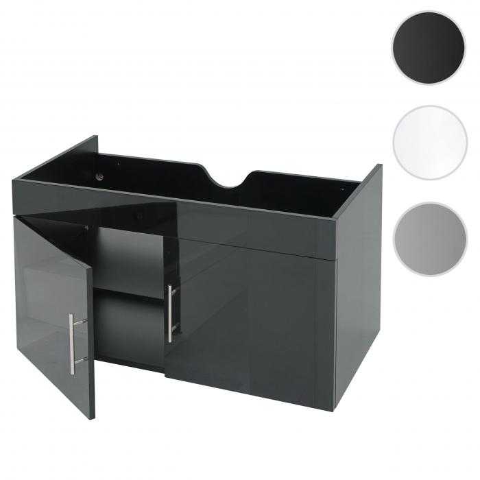 Waschbeckenunterschrank HWC-D16, Waschtischunterschrank Waschtisch Unterschrank Badmbel, FSC hochglanz 90cm ~ schwarz