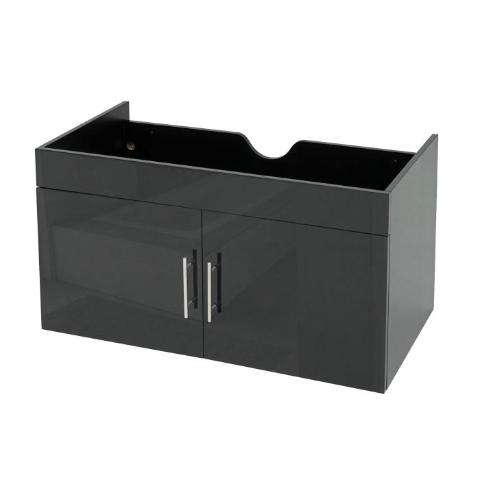 Waschbeckenunterschrank HWC-D16, Waschtischunterschrank Waschtisch Unterschrank Badmbel, FSC hochglanz 90cm ~ schwarz