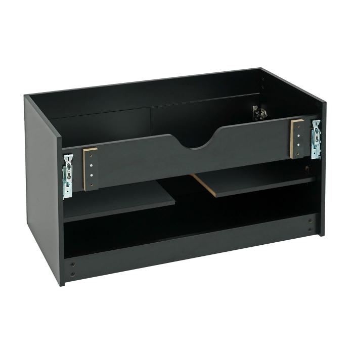 Waschbeckenunterschrank HWC-D16, Waschtischunterschrank Waschtisch Unterschrank Badmbel, FSC hochglanz 90cm ~ schwarz