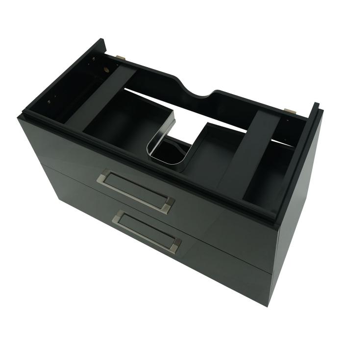 B-Ware (Verbogen/Zerkratzt SK5) | Premium Waschbeckenunterschrank HWC-D16, Waschtisch Badmbel, hochglanz 90cm ~ schwarz