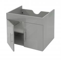 Waschbeckenunterschrank HWC-D16, Waschtischunterschrank Waschtisch Unterschrank Badmöbel, hochglanz 60cm ~ grau