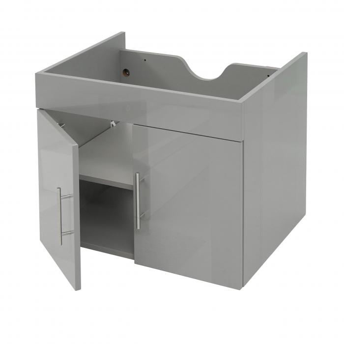 Waschbeckenunterschrank HWC-D16, Waschtischunterschrank Waschtisch Unterschrank Badmbel, FSC hochglanz 60cm ~ grau