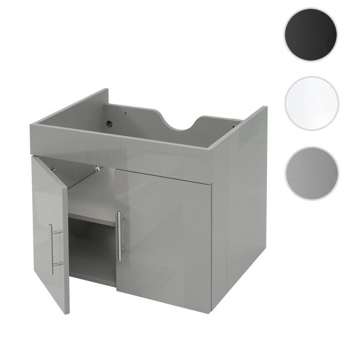 Waschbeckenunterschrank HWC-D16, Waschtischunterschrank Waschtisch Unterschrank Badmbel, FSC hochglanz 60cm ~ grau