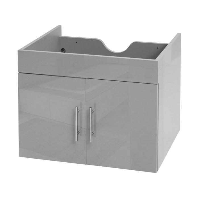Waschbeckenunterschrank HWC-D16, Waschtischunterschrank Waschtisch Unterschrank Badmbel, FSC hochglanz 60cm ~ grau