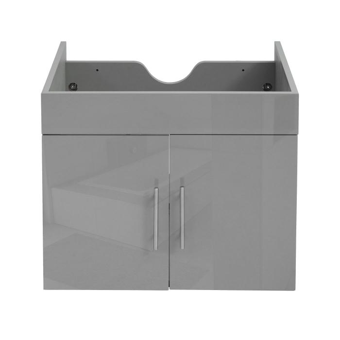 Waschbeckenunterschrank HWC-D16, Waschtischunterschrank Waschtisch Unterschrank Badmbel, FSC hochglanz 60cm ~ grau
