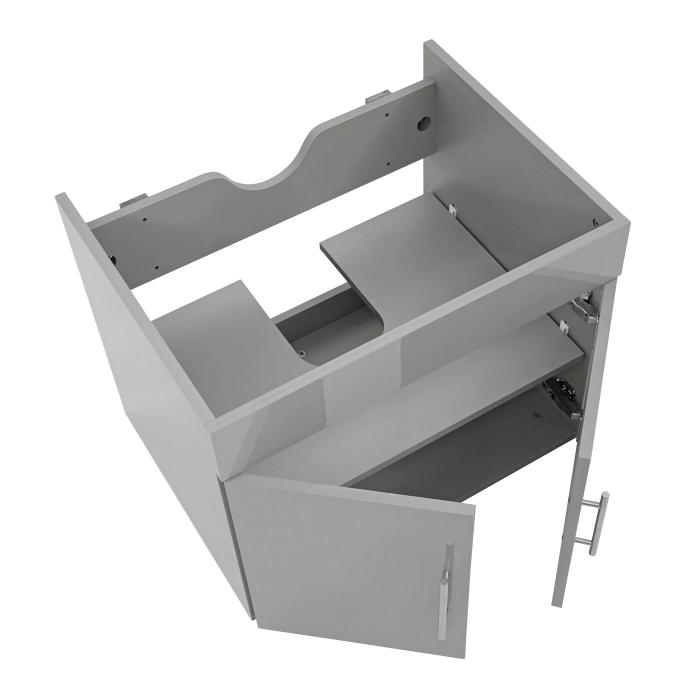 Waschbeckenunterschrank HWC-D16, Waschtischunterschrank Waschtisch Unterschrank Badmbel, FSC hochglanz 60cm ~ grau