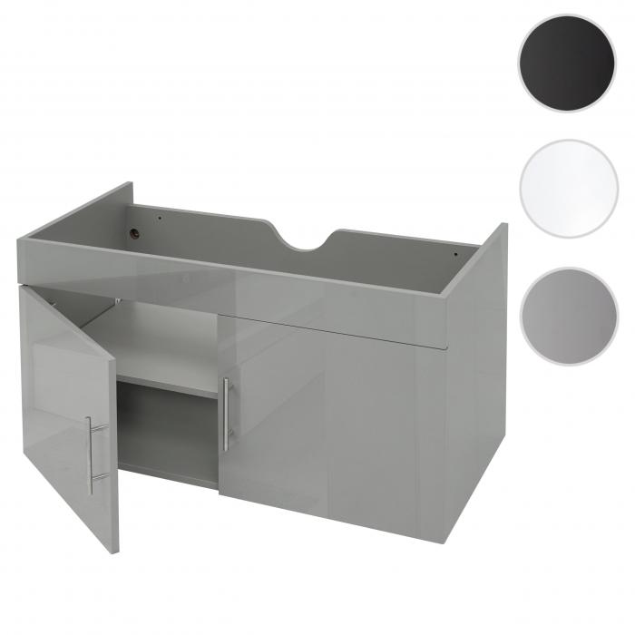Waschbeckenunterschrank HWC-D16, Waschtischunterschrank Waschtisch Unterschrank Badmbel, hochglanz 90cm ~ grau