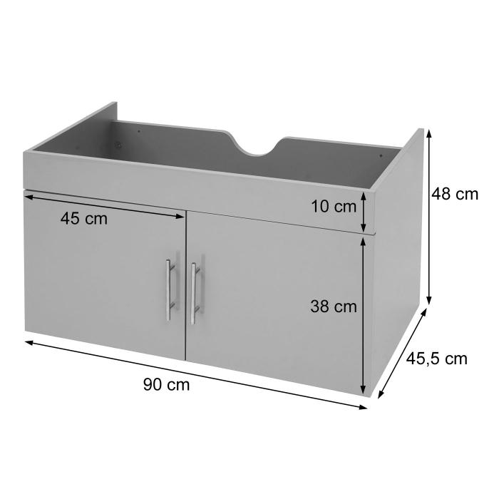 Waschbeckenunterschrank HWC-D16, Waschtischunterschrank Waschtisch Unterschrank Badmbel, MVG hochglanz 90cm ~ wei