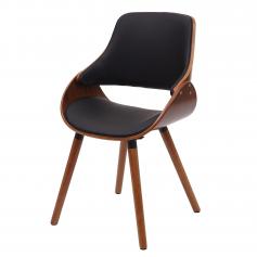 B-Ware (Holz vermackt SK1) |Esszimmerstuhl HWC-D23, Küchenstuhl Stuhl, Retro-Design ~ Kunstleder schwarz