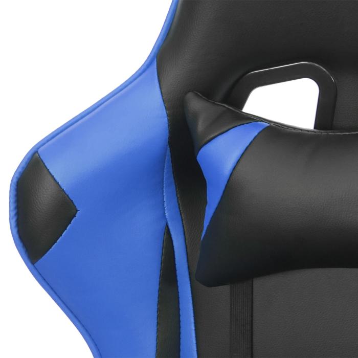 Brostuhl HWC-D25, Schreibtischstuhl Gamingstuhl Chefsessel Brosessel, 150kg belastbar Kunstleder ~ schwarz/blau