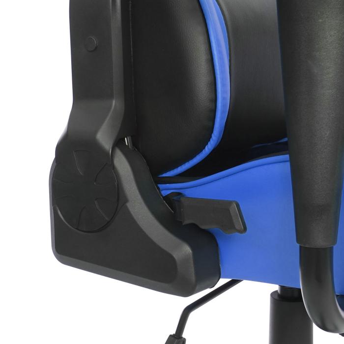 Brostuhl HWC-D25, Schreibtischstuhl Gamingstuhl Chefsessel Brosessel, 150kg belastbar Kunstleder ~ schwarz/blau