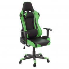Bürostuhl HWC-D25, Schreibtischstuhl Gamingstuhl Chefsessel Bürosessel, 150kg belastbar Kunstleder ~ schwarz/grün