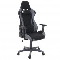 Brostuhl HWC-D25, Schreibtischstuhl Gamingstuhl Chefsessel Brosessel, 150kg belastbar Textil/Stoff ~ schwarz/grau