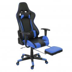 Relax-Bürostuhl HWC-D25 XXL, Schreibtischstuhl Gamingstuhl, 150kg belastbar Fußstütze ~ schwarz/blau