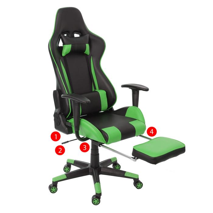 Relax-Brostuhl HWC-D25 XXL, Schreibtischstuhl Gamingstuhl, 150kg belastbar Fusttze ~ schwarz/grn