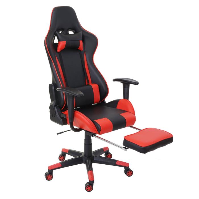 Relax-Brostuhl HWC-D25 XXL, Schreibtischstuhl Gamingstuhl, 150kg belastbar Fusttze ~ schwarz/rot