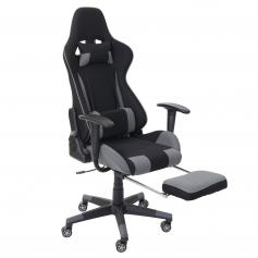 Relax-Bürostuhl HWC-D25 XXL, Schreibtischstuhl Gamingstuhl, 150kg belastbar Fußstütze Stoff/Textil ~ schwarz/grau