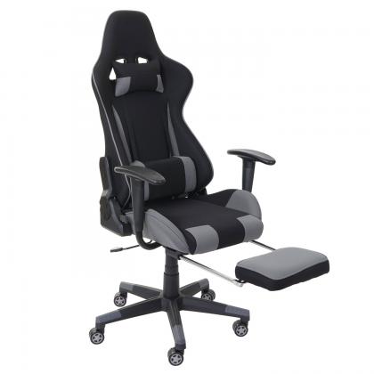 Relax-Brostuhl HWC-D25 XXL, Schreibtischstuhl Gamingstuhl, 150kg belastbar Fusttze Stoff/Textil ~ schwarz/grau