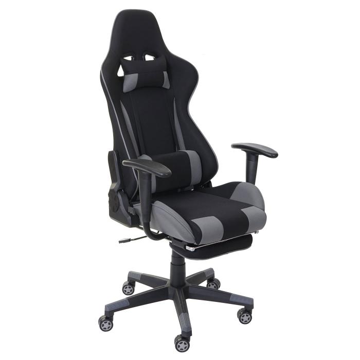Relax-Brostuhl HWC-D25 XXL, Schreibtischstuhl Gamingstuhl, 150kg belastbar Fusttze Stoff/Textil ~ schwarz/grau
