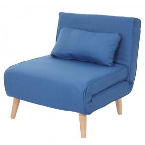 Schlafsessel HWC-D35, Schlafsofa Funktionssessel Klappsessel Relaxsessel Jugendsessel Sessel, Stoff/Textil ~ blau