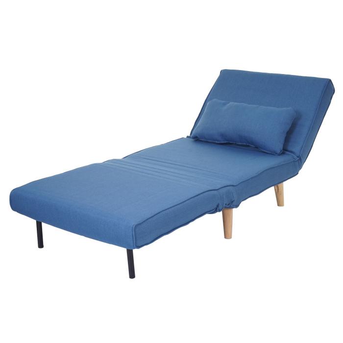 Schlafsessel HWC-D35, Schlafsofa Funktionssessel Klappsessel Relaxsessel Jugendsessel Sessel, Stoff/Textil ~ blau