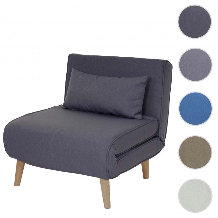 Schlafsessel HWC-D35, Schlafsofa Funktionssessel Klappsessel Relaxsessel Jugendsessel Sessel, Stoff/Textil ~ dunkelgrau