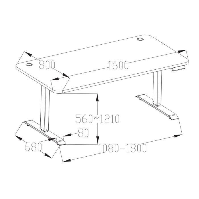 Gestell HWC-D40, variables Tischgestell fr Schreibtisch, elektrisch hhenverstellbar Memory 29kg ~ grau