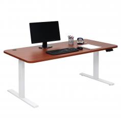 Schreibtisch HWC-D40, Computertisch, elektrisch höhenverstellbar 160x80cm 53kg ~ natur, weiß