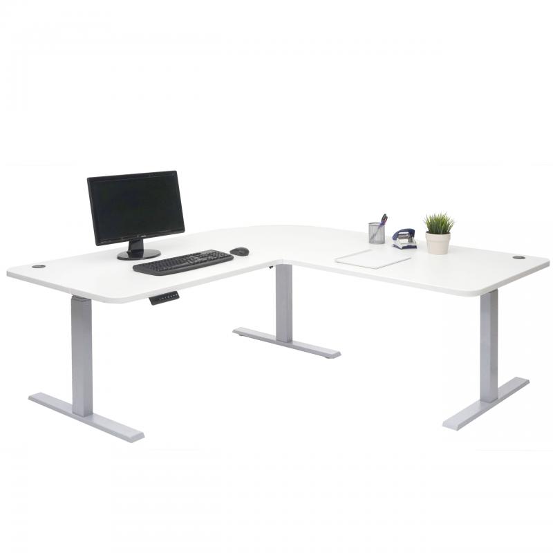 Eck-Schreibtisch HWC-D40, Computertisch elektrisch hhenverstellbar 178x178cm 84kg MVG ~ wei, grau