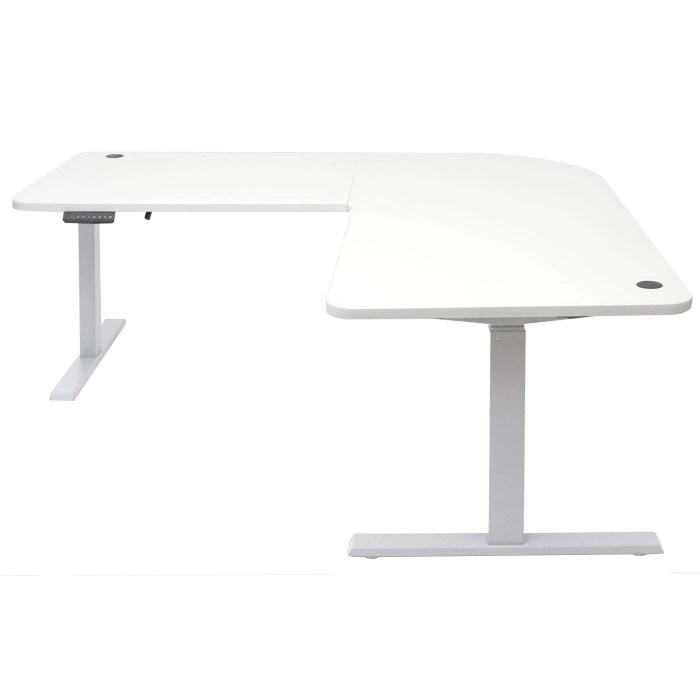 Eck-Schreibtisch HWC-D40, Computertisch elektrisch hhenverstellbar 178x178cm 84kg MVG ~ wei, grau