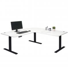 Eck-Schreibtisch HWC-D40, Computertisch, elektrisch höhenverstellbar 178x178cm 84kg ~ weiß, schwarz