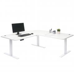 Eck-Schreibtisch HWC-D40, Computertisch, elektrisch höhenverstellbar 178x178cm 84kg ~ weiß, weiß