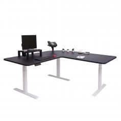 Eck-Schreibtisch HWC-D40, Computertisch, elektrisch höhenverstellbar 178x178cm 84kg ~ schwarz, weiß