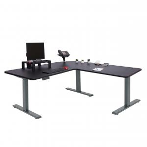 Eck-Schreibtisch HWC-D40, Computertisch, elektrisch hhenverstellbar 178x178cm 84kg ~ schwarz, anthrazit-grau