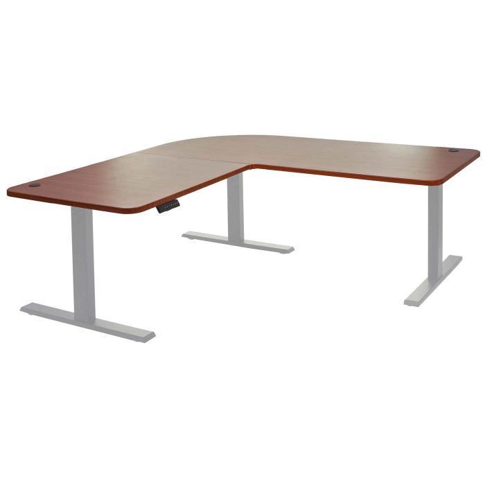 Eck-Schreibtisch HWC-D40, Computertisch elektrisch hhenverstellbar 178x178cm 84kg MVG ~ natur, grau