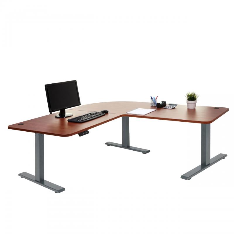 Eck-Schreibtisch HWC-D40, Computertisch elektrisch hhenverstellbar 178x178cm 84kg MVG ~ natur, anthrazit-grau