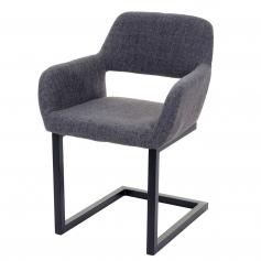 Esszimmerstuhl HWC-A50 II, Freischwinger Stuhl Küchenstuhl, Retro 50er Jahre Design ~ Stoff, grau