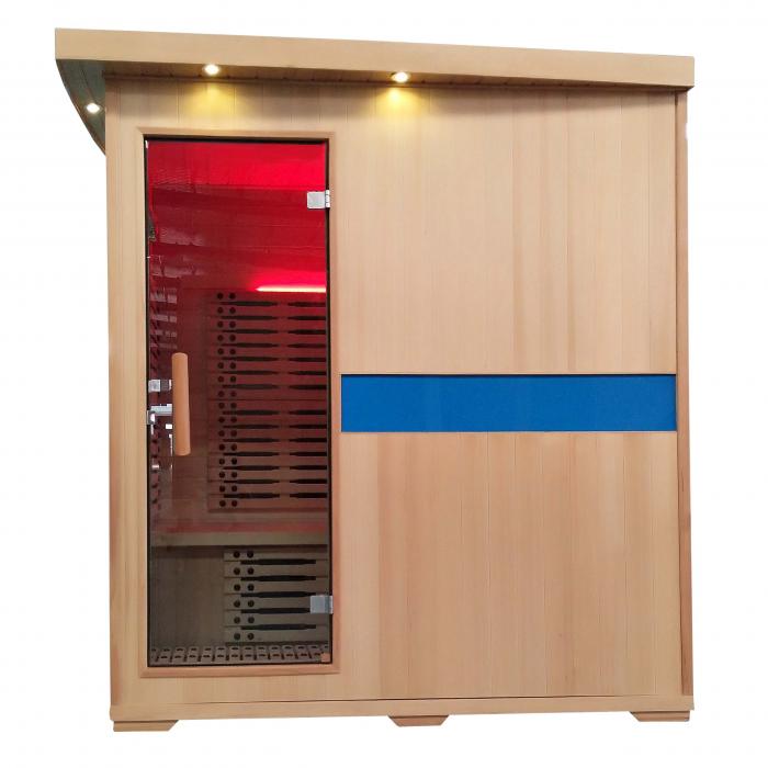 Infrarotkabine HWC-D49, Infrarotsauna Wrmekabine, Musik LED Sicherheitsglas Sauerstoff ~ 4 Personen, Karbonheizung