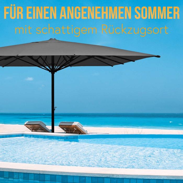 Gastronomie-Luxus-Sonnenschirm HWC-D20, XXL-Schirm Marktschirm, 5x5m (7,2m) Polyester/Alu 90kg ~ anthrazit