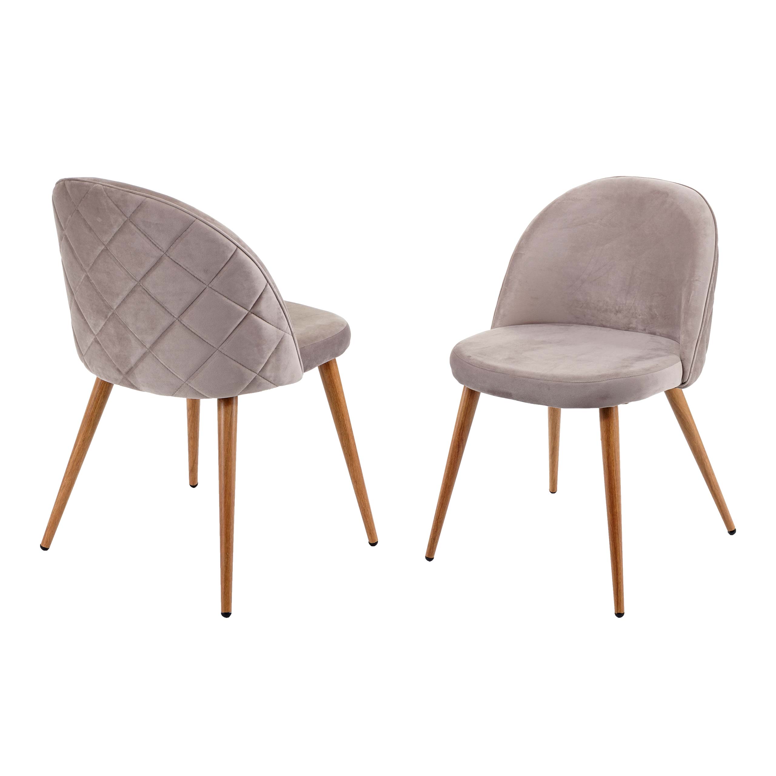Grau Braun Retro Stuhl Lehnstuhl Samt 2x Esszimmerstuhl Mcw
