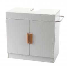 Waschbeckenunterschrank HWC-D55 Badschrank mit Staufach Badezimmer Unterschrank ~ weiß