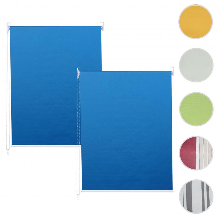 2er-Set Rollo HWC-D52, Fensterrollo Seitenzugrollo Jalousie, 120x230cm Sonnenschutz blickdicht ~ blau