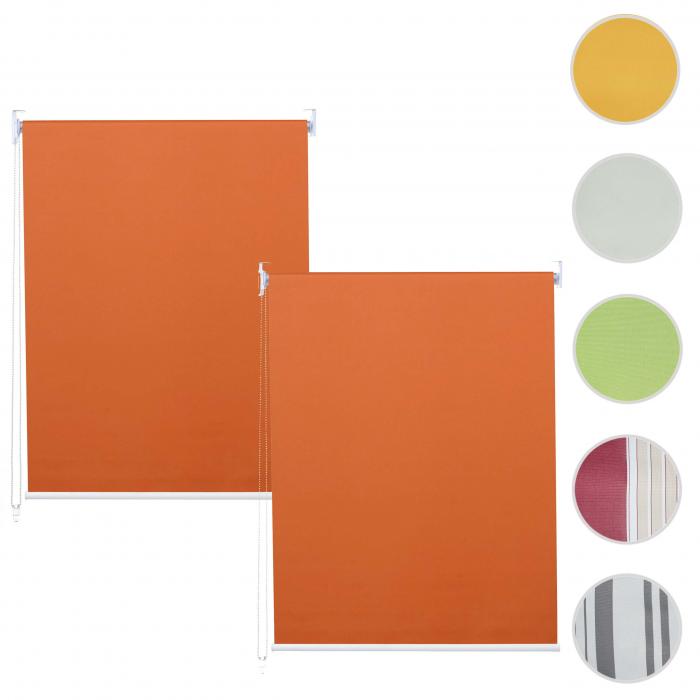 2er-Set Rollo HWC-D52, Fensterrollo Seitenzugrollo Jalousie, 100x160cm Sonnenschutz blickdicht ~ orange