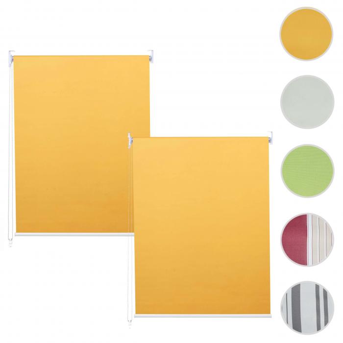 2er-Set Rollo HWC-D52, Fensterrollo Seitenzugrollo Jalousie, 120x230cm Sonnenschutz blickdicht ~ gelb